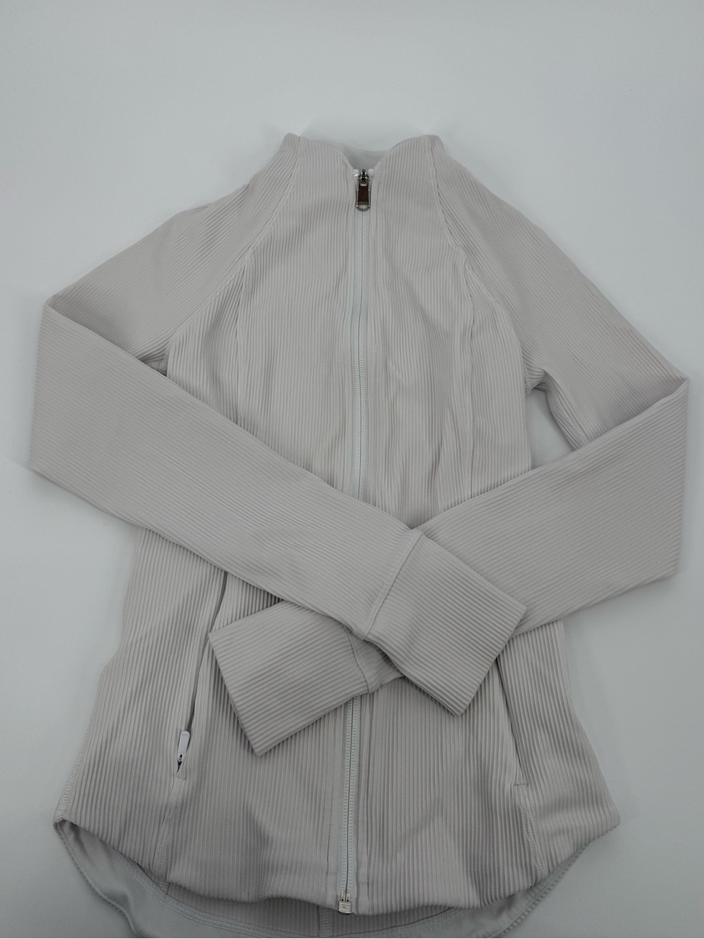 Athleta Salutation Ribbed Jacket White Full Zip Yoga Bomber Small - Picture 4 of 6